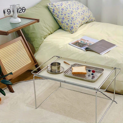 Silver Frame White Tray Multifunctional Side Table
