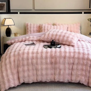 Pink fluffy soft duvet cover set bed cover bedding cover