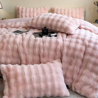 Pink fluffy soft duvet cover set bed cover bedding cover