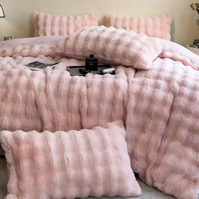 Pink fluffy soft duvet cover set bed cover bedding cover