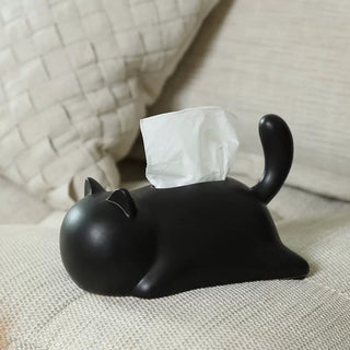 Lying Down Cat Ceramic Tissue Case  Cat Tissue Box