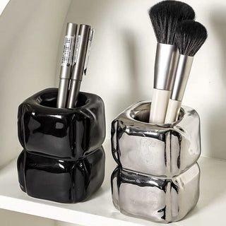Cube Ceramic Brush Stand  Pen Holder