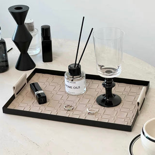 Tray with handle iron woven leather 4 types