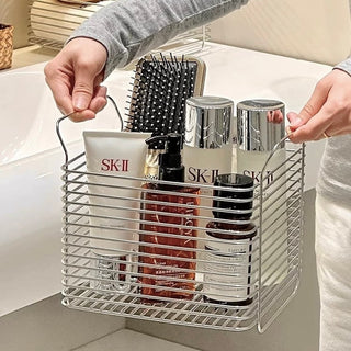 Set of 2  Stainless Steel Wire Stackable Baskets with Handles