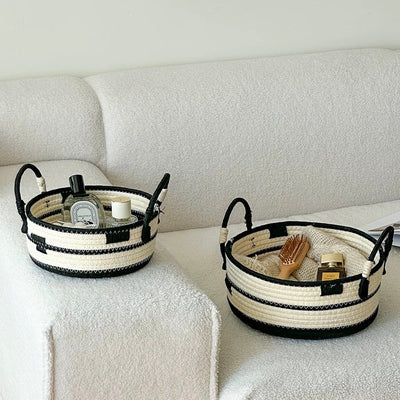 Monochrome Basket with Handles 2 Sizes  Storage Basket Laundry Basket