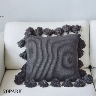 Tassel Pom-Pom Knit Cushion Cover