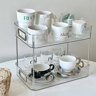 Clear Stripe Pattern Tier Cosmetic Storage Rack
