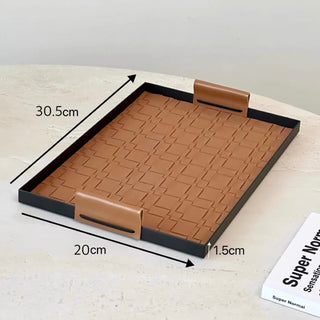 Tray with handle iron woven leather 4 types