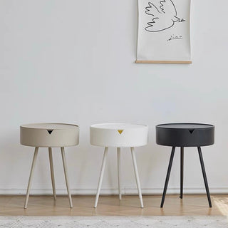 Storage-equipped Simple Round Side Table   in