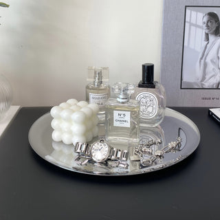 Silver Color Mirror Accessory Tray Plate