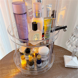 Clear Acrylic Rotating Three-Tier Rack Cosmetic Storage Tray