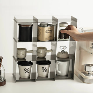 Stainless steel silver 9 compartment storage rack mug storage shelf display rack
