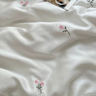 Cooling Flower Embroidery Lace Frill Duvet Cover Set   Bed Cover  Cooling Touch