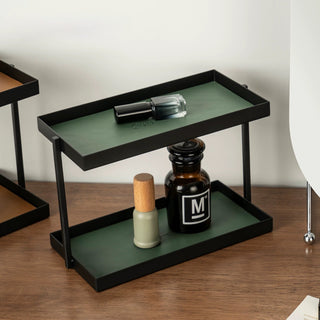 Iron Leather Rectangular Simple Two-Tier Tray  Storage Rack