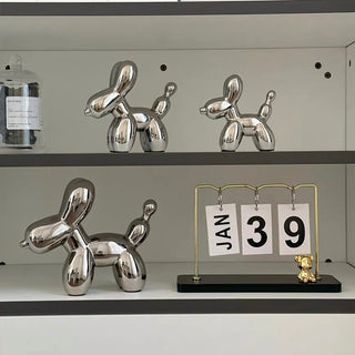 piece set: Balloon dog motif ornament silver.