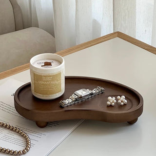 Acacia Wood Legged Curved Tray Small Item Container Accessory Tray Wave Design