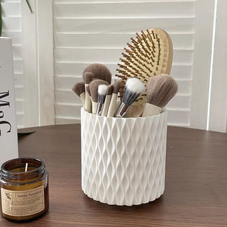 White Color 360 Degree Rotating Brush Stand Pen Holder