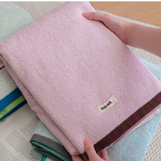 Two-tone solid color bath towel 100% combed cotton absorbent large size towel blanket