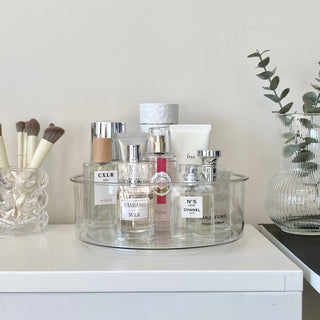 Clear Deep Round 360 Degree Rotating Cosmetic Storage Tray