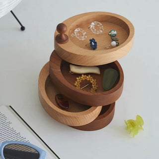 Natural Wood Sliding Tier Accessory Tray for Small Items Storage