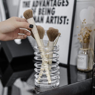 Acrylic Clear Spring Brush Stand Pen Holder