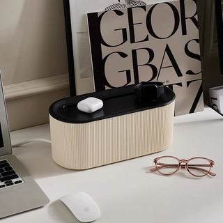 Monochrome Power Strip Storage Cable Box with Lid