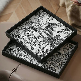 Monochrome Jacquard Square Tray  Storage Accessory Tray