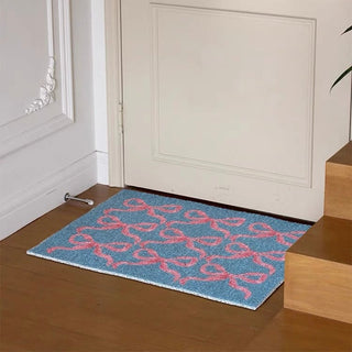 Romantic Pink Ribbon Pattern Entrance Mat 50x80cm Mud Removal