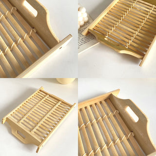 Bamboo Rectangular Tray with Handles Small Item Container