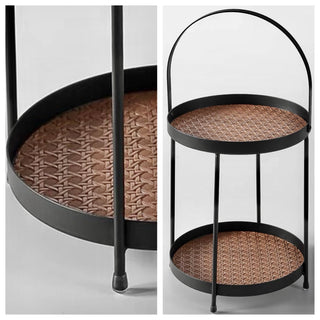 Iron Leather Two-Tier Round Tray  Storage