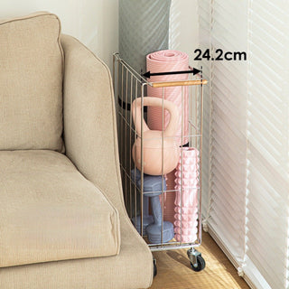 Wheeled Foldable Slim Laundry Basket Cart Wagon Laundry Hamper Storage