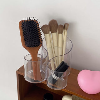 Clear Color Triple Wave Brush Stand Pen Holder
