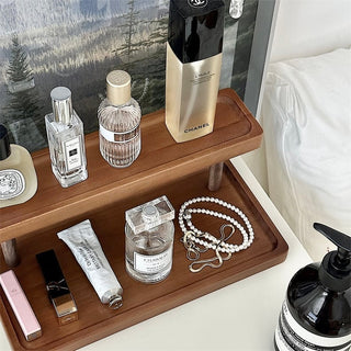 Wood Two-Tier Storage Display Rack  Perfume Storage