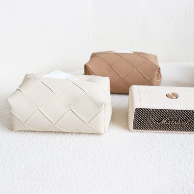 Braided-look faux leather simple tissue cover
