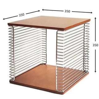 Wood x Stainless Steel Silver Storage Rack Side Table  Magazine Rack Wire Cube
