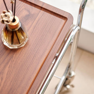 Stainless steel two-tier side table with casters storage rackin  wagon