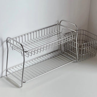 Stainless steel silver two-tier cosmetic storage multi-rack bathroom vanity perfume storage