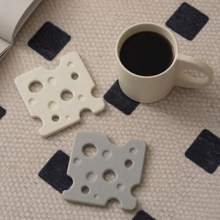 Cheese motif ceramic square coaster