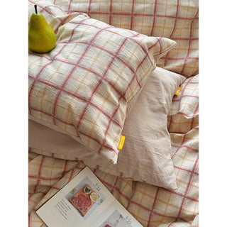 Orange Mix Check Pattern Duvet Cover Set 2 Sizes  All Seasons