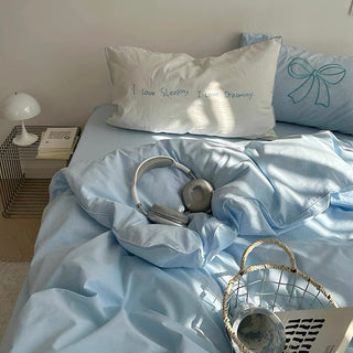 Piping Embroidery Washed Cotton Duvet Cover Set  Bed Cover
