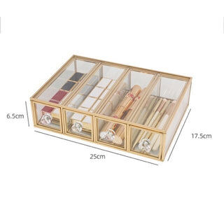 Gold Frame Clear Cosmetic Drawer Storage with 4 Drawers