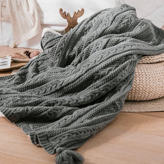 Cable Knit Boa Blanket  130 x 160 cm