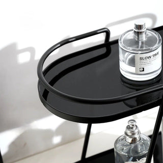 Silver Frame Oval Two-Tier Display Rack  Storage