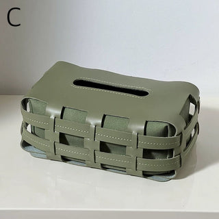 Open Braided Faux Leather Tissue Case