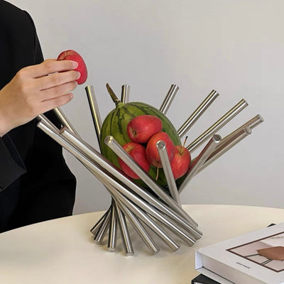 Stainless steel silver irregularly shaped tray compote fruit basket container small item holder