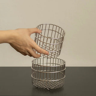 Set of 2  Stainless Steel Wire Round Baskets