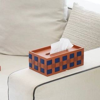 Box-shaped braided faux leather tissue case