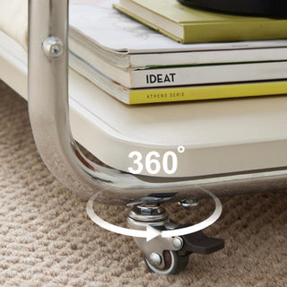 Caster-equipped U-shaped pocket storage two-tier side table  bedside table