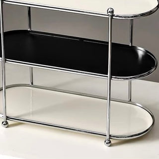 Silver Frame Oval Three-Tier Storage Rack