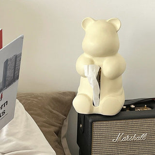 Bear motif ceramic tissue case
